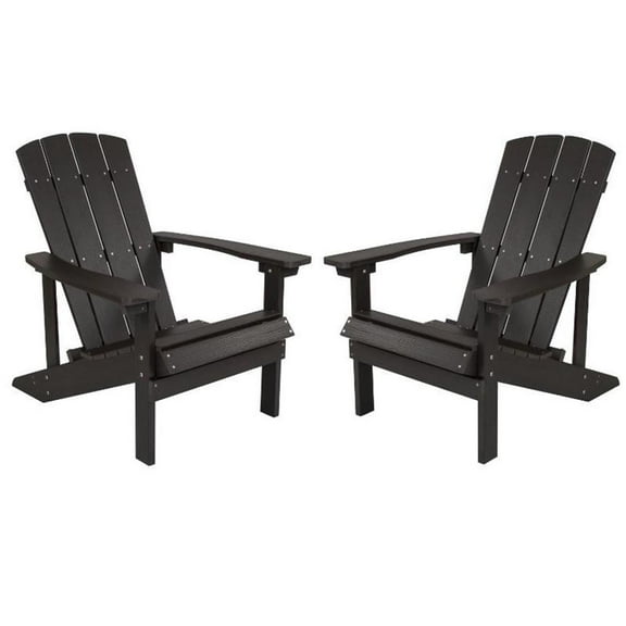 Home Square 2 Piece Faux Wood Adirondack Chair Set in Slate Gray