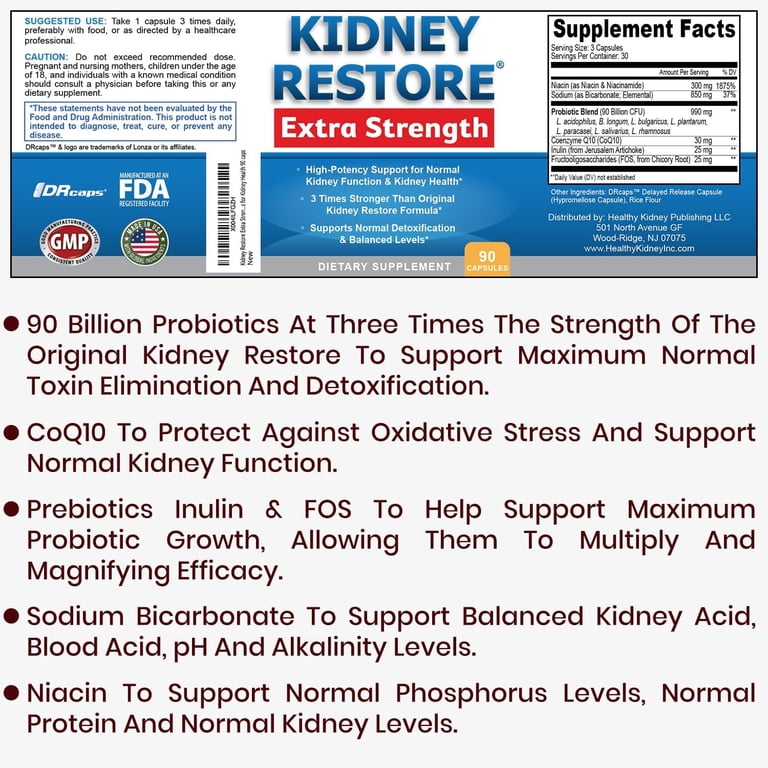 Kidney Restore Extra Strength - Kidney Cleanse Detox & Repair, 90