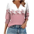 thumbnail image 5 of Xdegoge 3/4 Sleeve Tops for Women Plus Size Floral V Neck T Shirt Summer Fashion Tunic Shirts Dressy Casual Loose Fit Blouses, 5 of 8