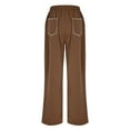 thumbnail image 5 of DENGDENG Petite Sweatpants for Women Wide Leg Drawstring Elastic High Waisted Sweatpants Casual Lounge Baggy Palazzo Pants Jogger Fall Color Block Trousers W/pockets Coffee XL, 5 of 6