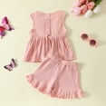 thumbnail image 4 of Zanarzt Girl Clothes Toddler Girl Clothes Baby Girl Summer Outfits Ruffle Sleeveless Shirts Tops Shorts Set for Girl Clothing Pink,12-18 Months, 4 of 9