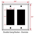 thumbnail image 3 of OVERSIZED 2 Gang Rocker - Decorator Metal Switch Plate - Wall Plate for Decorator Light Switches, GFCI, Electrical Plug Outlets, Stainless Steel Painted Black - UL Listed, 5.5" x 5.5" - Made in USA, 3 of 6