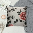 thumbnail image 2 of COMIO  Roses Flower Decorative Square Throw Pillow Cover Red Floral Black Stems Leaf Twig Blossom Grunge Art Decorative Pillow Case Cushion Cover for Sofa Bed Chair Couch, 2 of 5