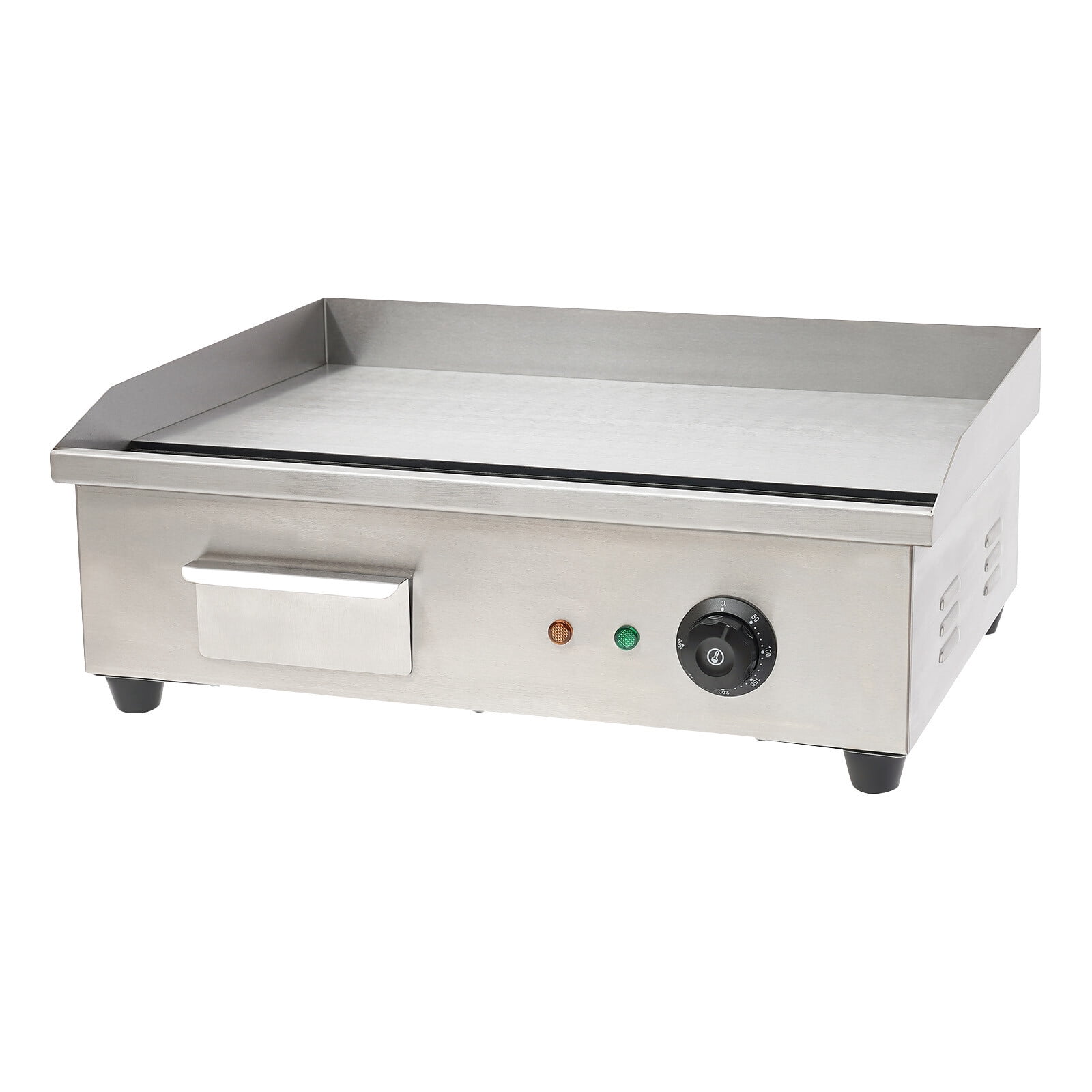 110V 3000W Commercial Electric Countertop Griddle Flat Top Grill Hot Plate BBQ 201 Stainless Steel Adjustment Temperature 50-300℃ 21.25*15.74*8.26inch for Restaurants, Snack Bars, Canteens