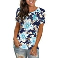 thumbnail image 2 of IchuanyiWomen Crewneck Print Short Sleeve T-Shirts Summer Tees Loose Fit Graphic Tops, 2 of 5
