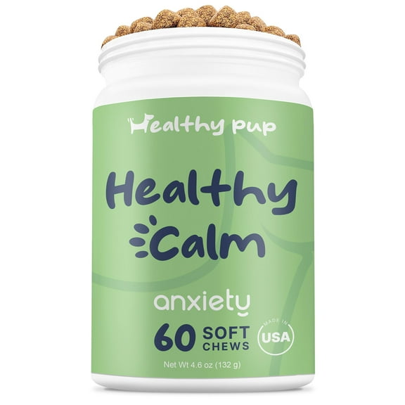 Healthy Pup Premium Calming Chews For Dogs with Melatonin - 60 Soft Treats - Dog Anxiety Relief