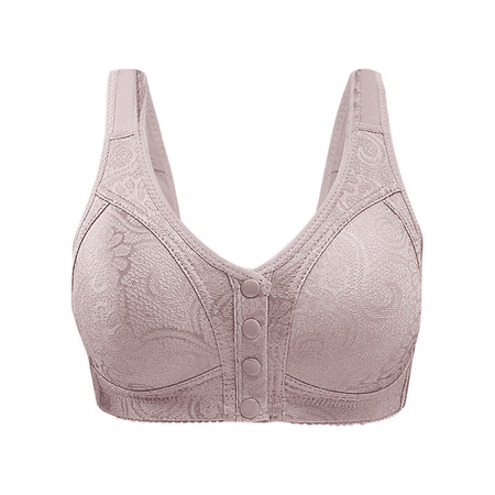 Fulorrnie Wire Free Front Closure Bras for Women Adjustable Wide Strap Sports Bra Bralette Uplift Support Push Up Comfort No Underwire Lingerie  Pink  42