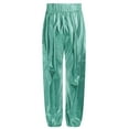 thumbnail image 2 of LiiYii Girls Boys Jazz Stage Performance Costume Shiny Hip Hop Street Dance Harem Pants Metallic Leggings Light Green 12, 2 of 6