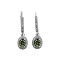 thumbnail image 2 of Rylos 14K White Gold Dangling Earrings - 6X4MM Oval Green Sapphire & Sparkling Diamonds -  Exquisite Birthstone Jewelry, 2 of 6