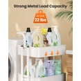 thumbnail image 5 of Cheelom 3 Tier Utility Cart, Rolling Metal Organization Cart with Handle and Lockable Wheels, Multifunctional Storage Shelves for Kitchen Living Room Office White, 5 of 7