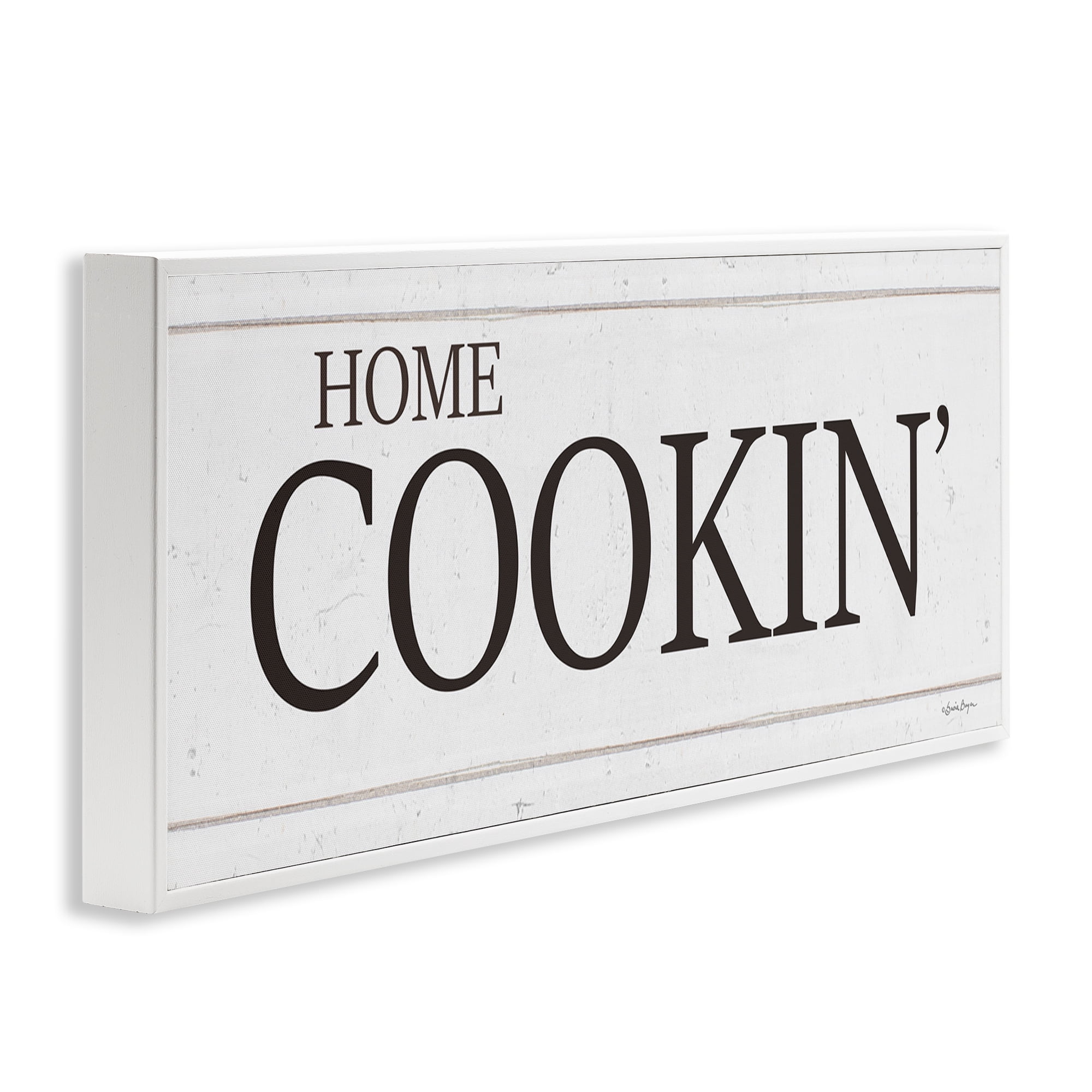 Stupell Industries Home Cookin' Phrase Food & Beverage Painting White Framed Art Print Wall Art, 24 x 10