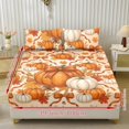 thumbnail image 2 of Garronmavis Autumn Pumpkin Bow Twin Size Bedding Set, 2 Pillow Shams & 1 Deep Pocket Fitted Sheet, Fall Maple Leaf Acorn Print Soft Breathable Bed Cover, 152cm*203cm, 2 of 7