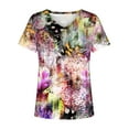 thumbnail image 5 of Hauts d'Été Grande Taille pour Femmes Tendance Femmes Blouse Imprimée d'Été T-Shirts Décontractés à Col en V Manches Courtes T-Shirts Hauts T-Shirt à Col en V Femmes en Liquidation, 5 of 5