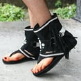 thumbnail image 4 of AXXD Black Sandals for Women Summer Girls Retro Bohemian Tassel Sandals Roman Beach Shoes Boots, 4 of 9