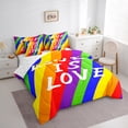 thumbnail image 3 of Manfei Rainbow Stripes Geometric Bedding Comforter Set 7pcs, Cartoon Style Queen Bedding Sets, Love Is Love Queen Sheet Sets, Super Cozy Room Decor, 3 of 7