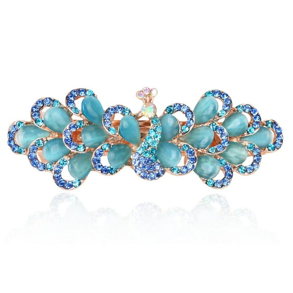 Hair Barrette Luxury Rhinestone Hair Clips Hair Jewelry for Women Girls (Blue 1)