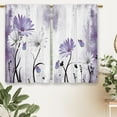 thumbnail image 6 of Rustic Farmhouse Purple Daisy Kitchen Curtains Watercolor Floral Flower Small Short Cafe Window Curtains Butterfly Country Bathroom Drapes Treatment Tier Curtains 2 Panels (27.5x39 Inch), 6 of 6