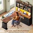 thumbnail image 6 of 69" Farmhouse L Shaped Standing Desk with 4 Drawers and Detachable Bookshelf, Height Adjustable Computer Desk for Home Office, 6 of 8