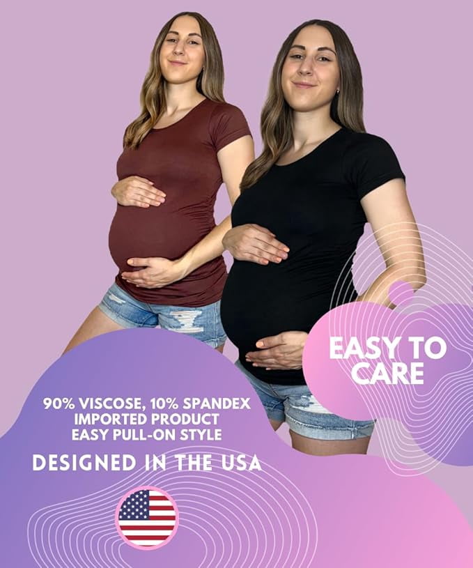 MISS POPULAR Womens 3 Pack Maternity Short Sleeve
