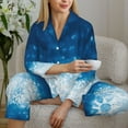 thumbnail image 6 of Easygdp Blue Glitter Sparkles Women's Long-Sleeve Shirt and Full-Length Bottom Pajama Set,Two Piece Loungewear Soft Pajama Top and Pants Pjs Sleepwear-X-Large, 6 of 7