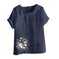 thumbnail image 4 of Sexlip Womens Swimsuit Set Tree Embroidery Cover Up Design Asymmetric Hem Short Sleeve Relaxed Silhouette Quick Dry Fabric for Beach Outings Blue XL, 4 of 4