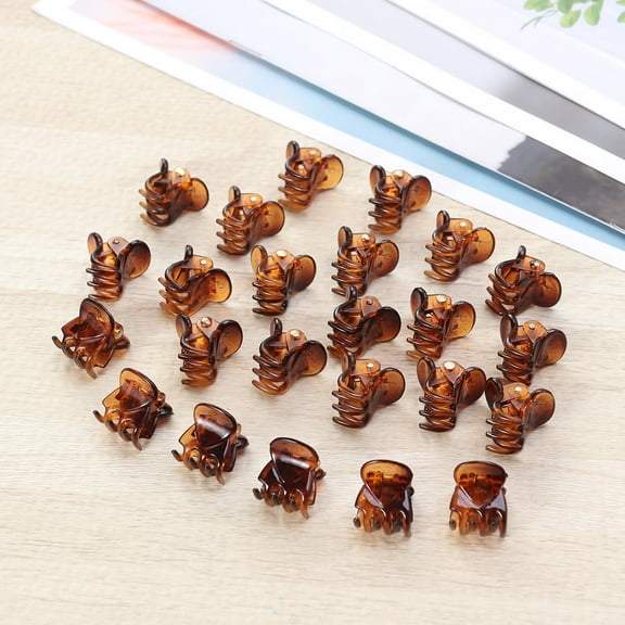 OUNONA 24 Pcs Mini Jaw Clips Octopus Clip Hair Clips Plastic Hair Claws Clamps Hairpins Plastic Headwear Hair Accessories for Girls and Women (10578#9067# Brown Small Clips)