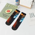 thumbnail image 5 of Salouo Red And Blue Fire Cat Pattern Unisex Middle Tube Socks,Middle-Finger Knee High Socks Over The Calf Tube Stocking Crew Stockings for Women and Men Tube Socks, 5 of 8
