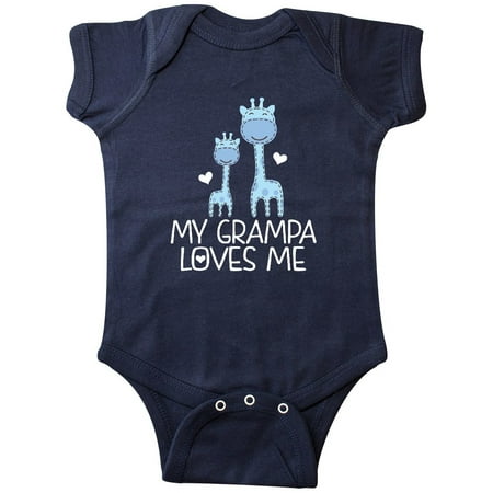 

Inktastic Grampa Loves Me Boys Giraffe Grandson Gift Baby Boy Bodysuit