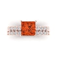 thumbnail image 2 of Clara Pucci 14K Rose Gold Princess Cut 2Ct Simulated Red Diamond Engagement Ring + Matching Band - Luxury Box Included, 2 of 7