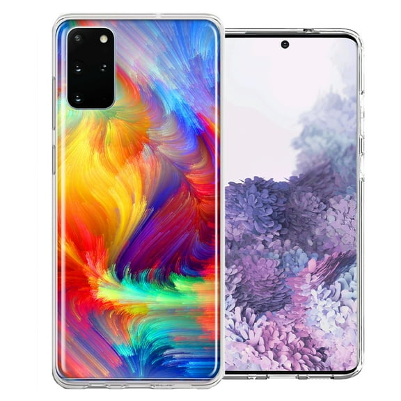 MUNDAZE For Samsung Galaxy S20 Plus Feather Paint Design Double Layer Phone Case Cover