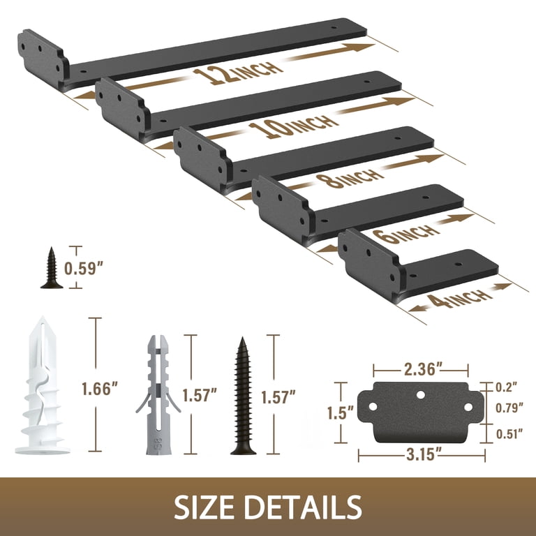 Yeabett 6-Pack Black Floating Shelf Brackets, 6 Inch photo 4