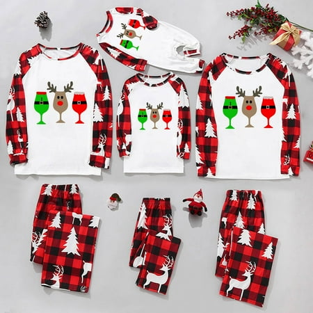

Feancey Family Pajama Set 2024 Christmas Novelty Print Pjs Matching Sets Comfy Soft Raglan Sleeve Top Plaid Graphic Pant Two Piece Sleepwear Homewear Lightning Deals Red