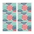 thumbnail image 2 of MKHERT Dahlia Pinnata Flower Teal Coral Gray Placemats Table Mats for Dining Room Kitchen Table Decoration 12x18 inch,Set of 6, 2 of 4
