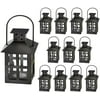 Kate Aspen Mini Decorative Lanterns - Set of 12 - Vintage Metal Lantern Candle Holders for Wedding Centerpiece, Home Decor and Party Favor (Black)