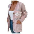 thumbnail image 3 of VISALY Long Cardigans Button Down Cardigans Women’S Front Cardigan Striped Batwing Sleeve Long Knit Cardigan Casual Sweater with Pockets Chunky Cardigan Sweaters Soft Cardigans Pink S, 3 of 9