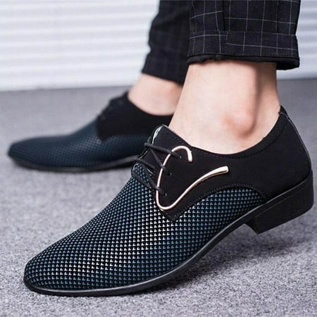 

Foraging dimple Leather Shoes Business Dress Men s Shoes Breathable Casual Shoes Men s Shoes Blue