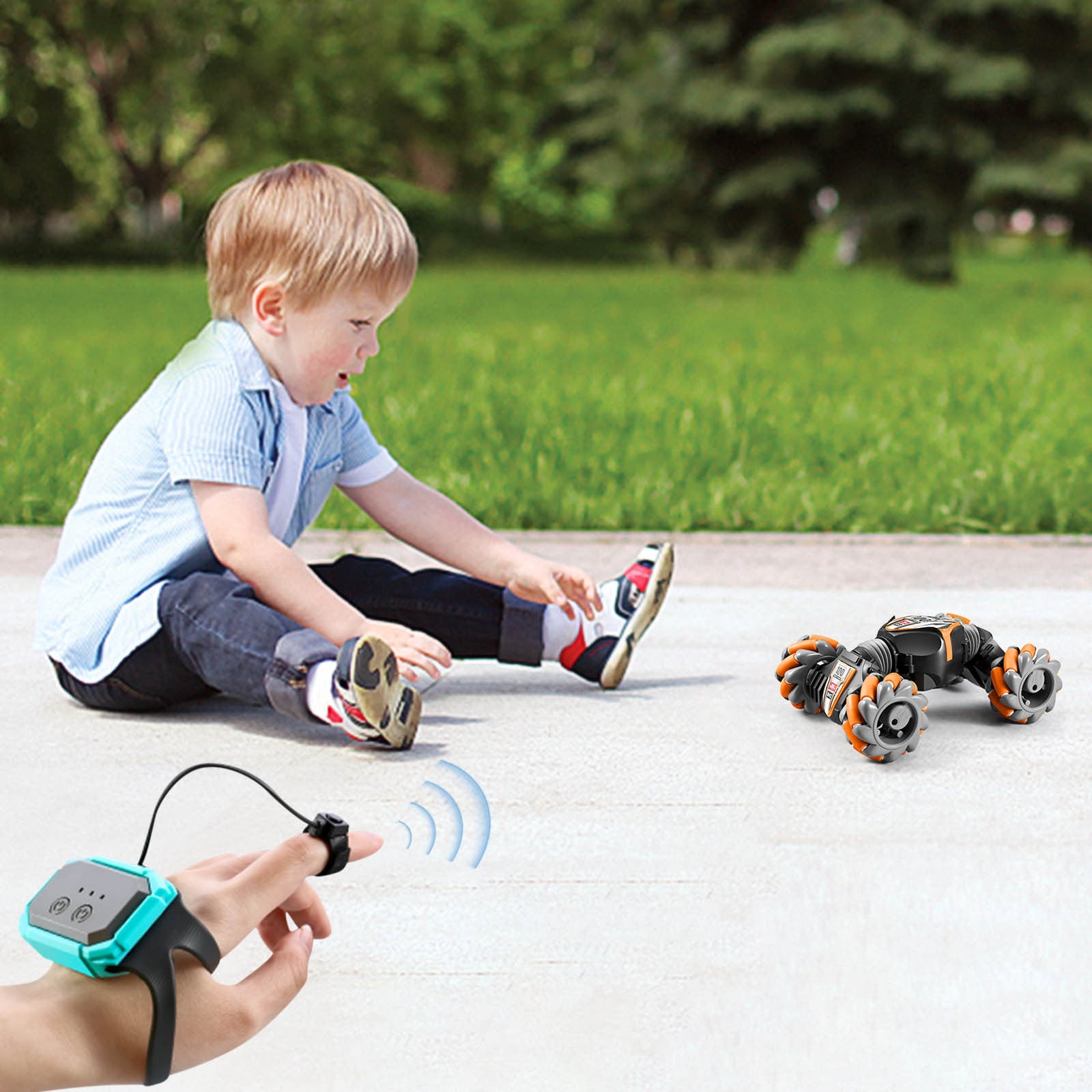 SIYTUAU Gesture Sensing Remote Control Stunt Car With Led Music Tail Spray Double Sided Rotating 360 Flip Off Road Vehicle Toy Plastic 7.8X5.35X0.79In Orange Orange