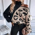 thumbnail image 6 of Womens Casual Leopard Print Off Shoulder Turtle Neck Knit Pullover Loose Fit Long Sleeve Jumper Sweaters Tops Black L, 6 of 10