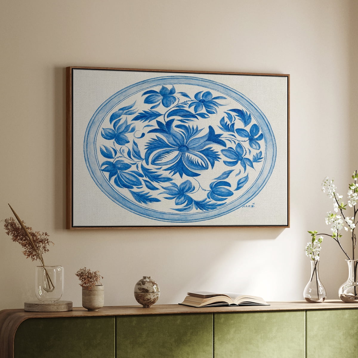 Vintage Landscape-CXXIII By Wexford Home Framed in Walnut Wood Gallery Wrapped Canvas 27 in. x 41 in.