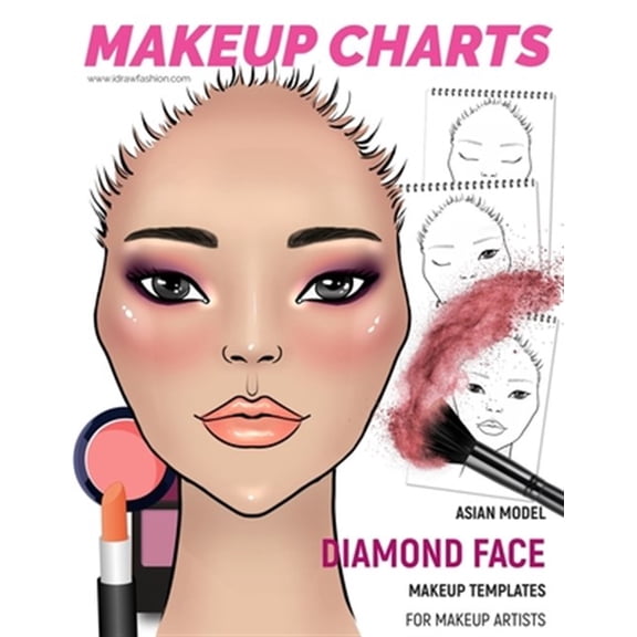 Pre-Owned Makeup Charts - Face Charts for Makeup Artists: Asian Model -Diamond face shape