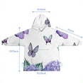 thumbnail image 7 of Purple Flower Butterfly Pattern Blanket Hoodies for Kids 6-13YR Oversize Wearable Blanket Hoodies for Boys Girls Teens, 7 of 7