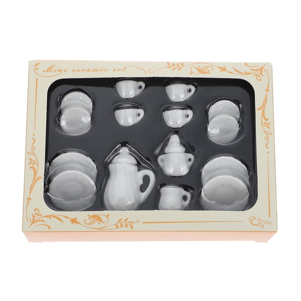FELTECHELECTR 1 juego de mini artículos de té de cerámica, juegos de té, juguetes para la casa de juegos, juguetes para niños
