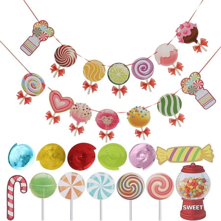 

Candy themed party decorations set 1 Set Candy Parties Decoration Candy Swirls and Banner Decoration Sweet Parties Hanging Ornaments