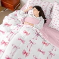 thumbnail image 4 of jejeloiu Pink Kawaii Bowknot 7 Pieces Bedding Comforter Set,Cartoon Cute Bow Full Bedding Set For Teens Reversible, 4 of 8