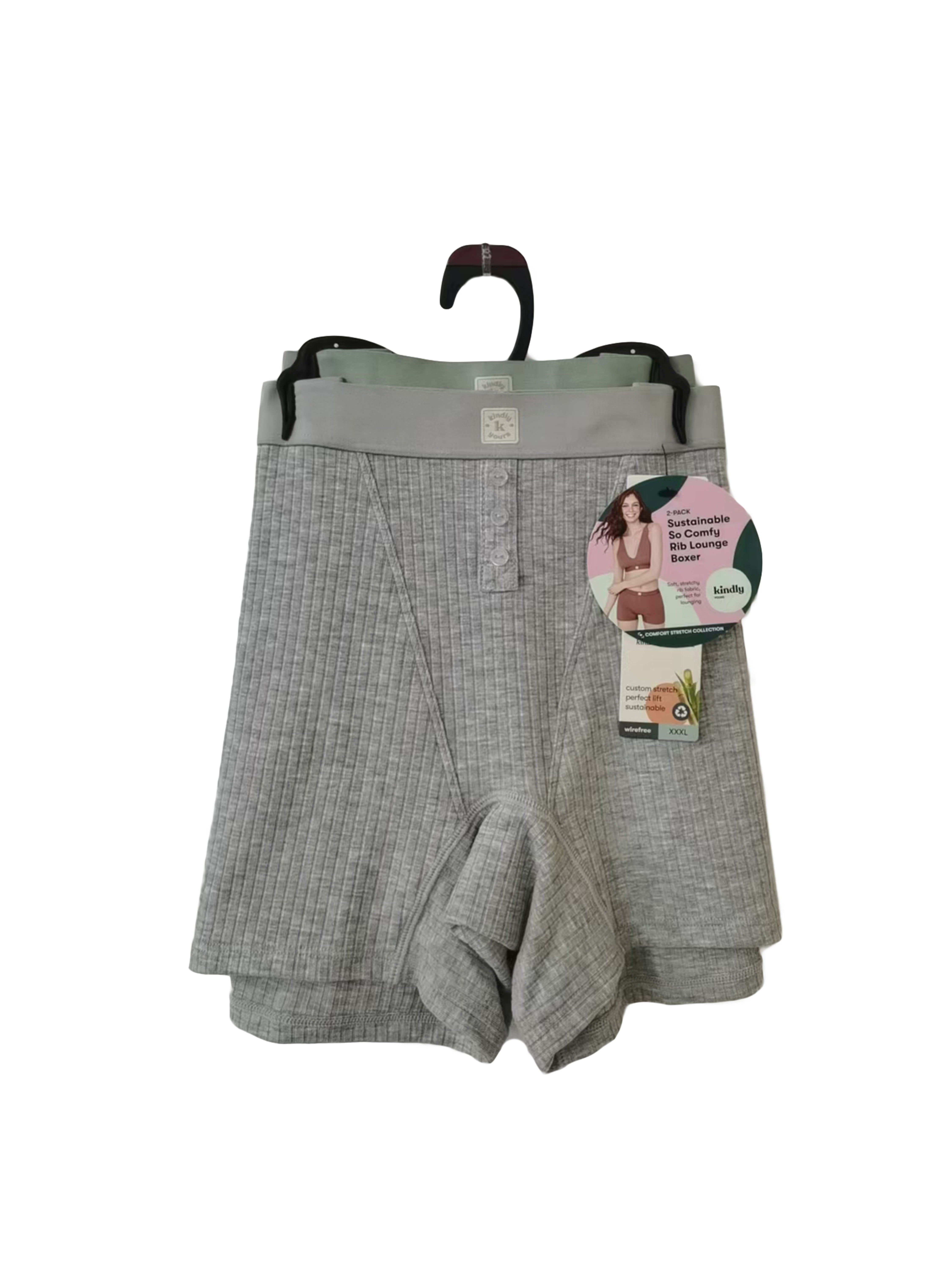 Kindly Yours Women’s So Comfy Rib Lounge Boxer, 2-Pack, Sizes XS-XXXL