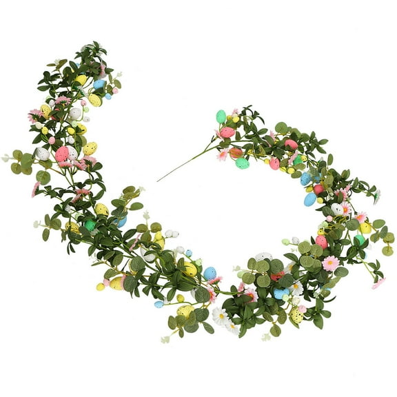 Clearance Items Artificial Easter Egg Garland, Rustic Spring Vine Wreath for Mantle, Easter Egg Decoration for Home, Table, or Tree, Perfect for Spring & Easter Holiday Decor