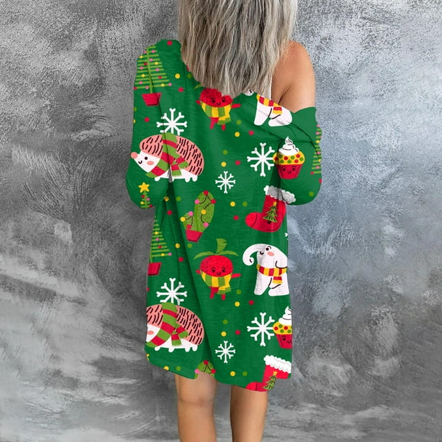 Chrismas Shirt Coat, Open Front Shirt Coat Long Sleeve For Shopping Type 1,Type 2,Type 3,Type 4,Type 5,Type 6,Type 7,Type 8