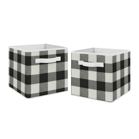 UPC: 0846480074175 | Buffalo Check Black and White Foldable Fabric Storage Bins