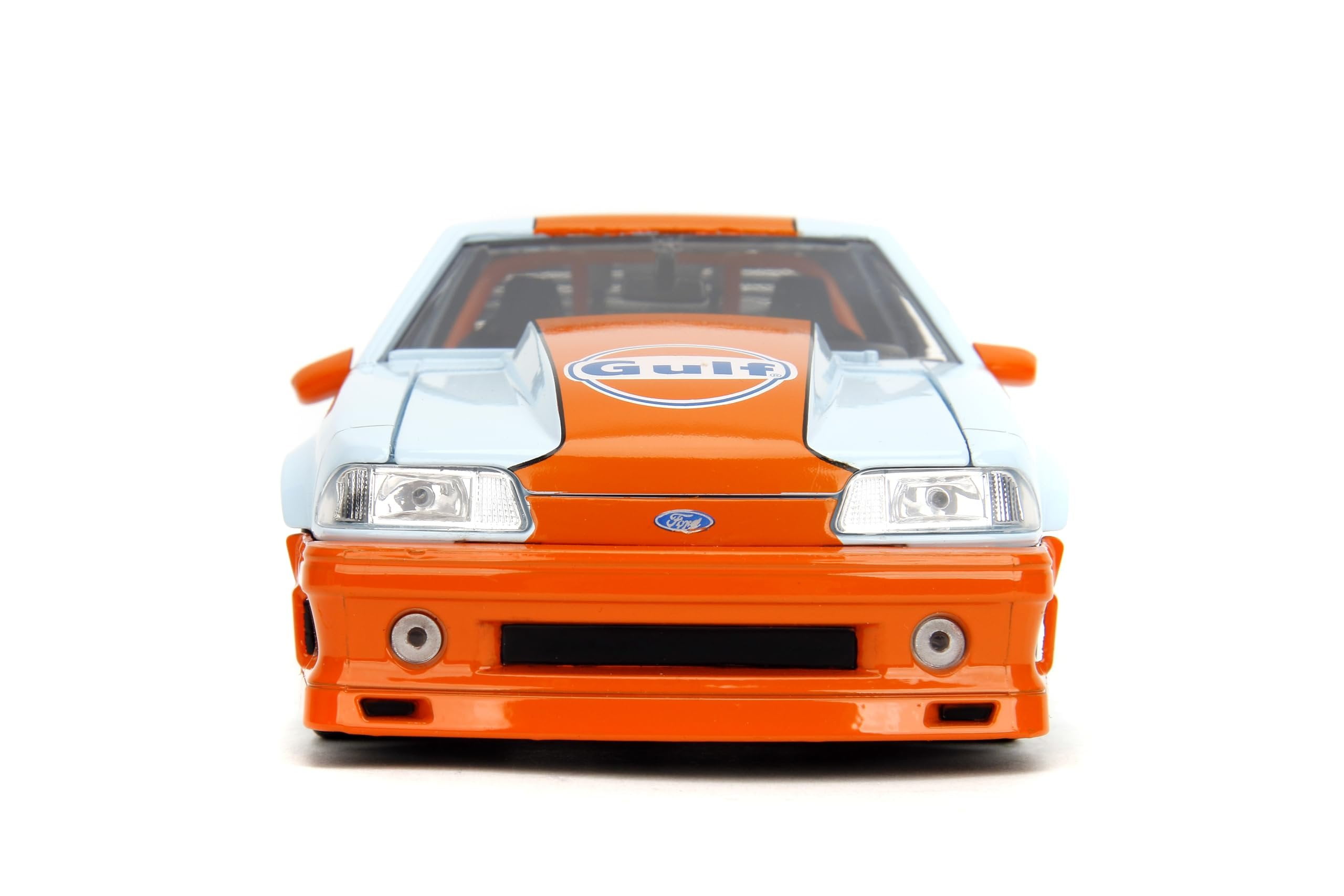 1989 Ford Mustang GT "Gulf Oil" Light Blue with Orange Stripe "Bigtime Muscle" Series 1/24 Die Cast Model Car by Jada(Selections May Vary)