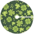 thumbnail image 1 of FMSHPON Shiny Shamrock Leaves Xmas Christmas Tree Skirt Stand Mat for Holiday Party Decoration Indoor Outdoor 48 inches, 1 of 6